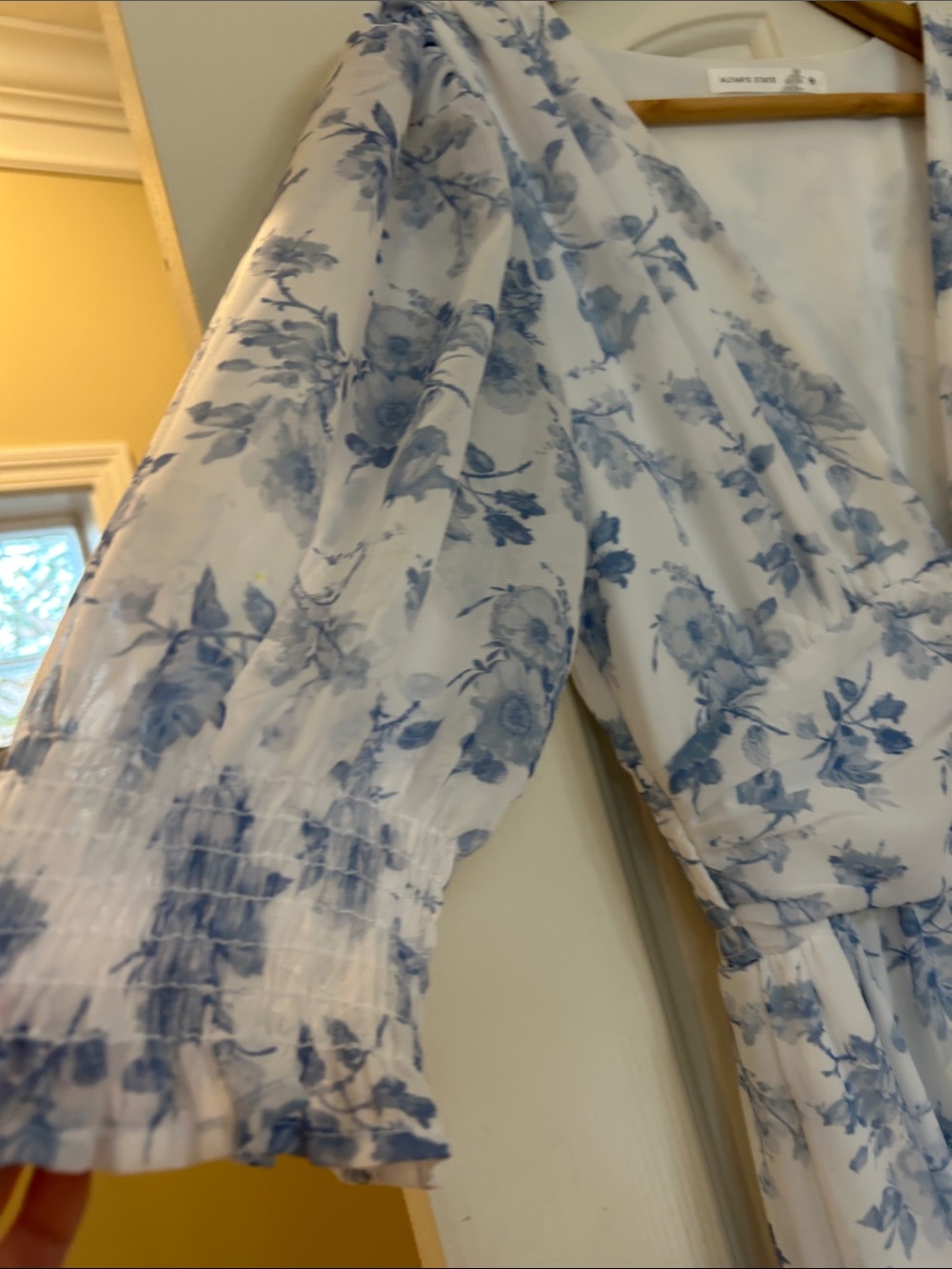 Altar'd State White Dress with Pale Blue Floral Accents - Picture 4 of 6